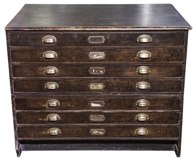 Lot 425 - Plan Chest. Seven drawer pine plan chest, early 20th century