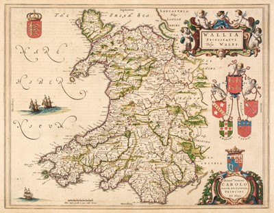 Lot 337 - Wales. Blaeu (Johannes), Wallia Principatus vulgo Wales, Amsterdam, circa 1648