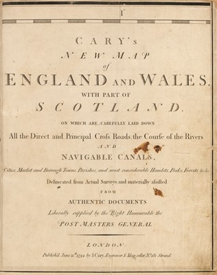 Lot 58 - England & Wales. Cary (John), Cary's New Map of England and Wales..., 1794