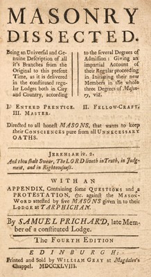 Lot 103 - Prichard (Samuel). Masonry Dissected, 4th edition, 1748