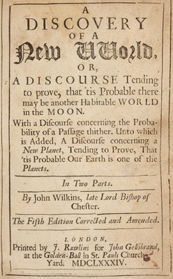 Lot 120 - Wilkins (John). A Discovery of a New World, 2 parts in 1, 5th edition, 1684