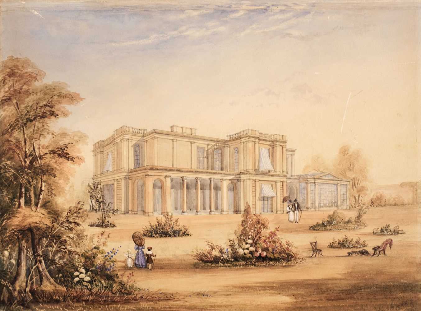 Lot 23 - Gantz (Justinian Walter, 1802-1862, attributed). Madras mansion, circa 1830's, watercolour