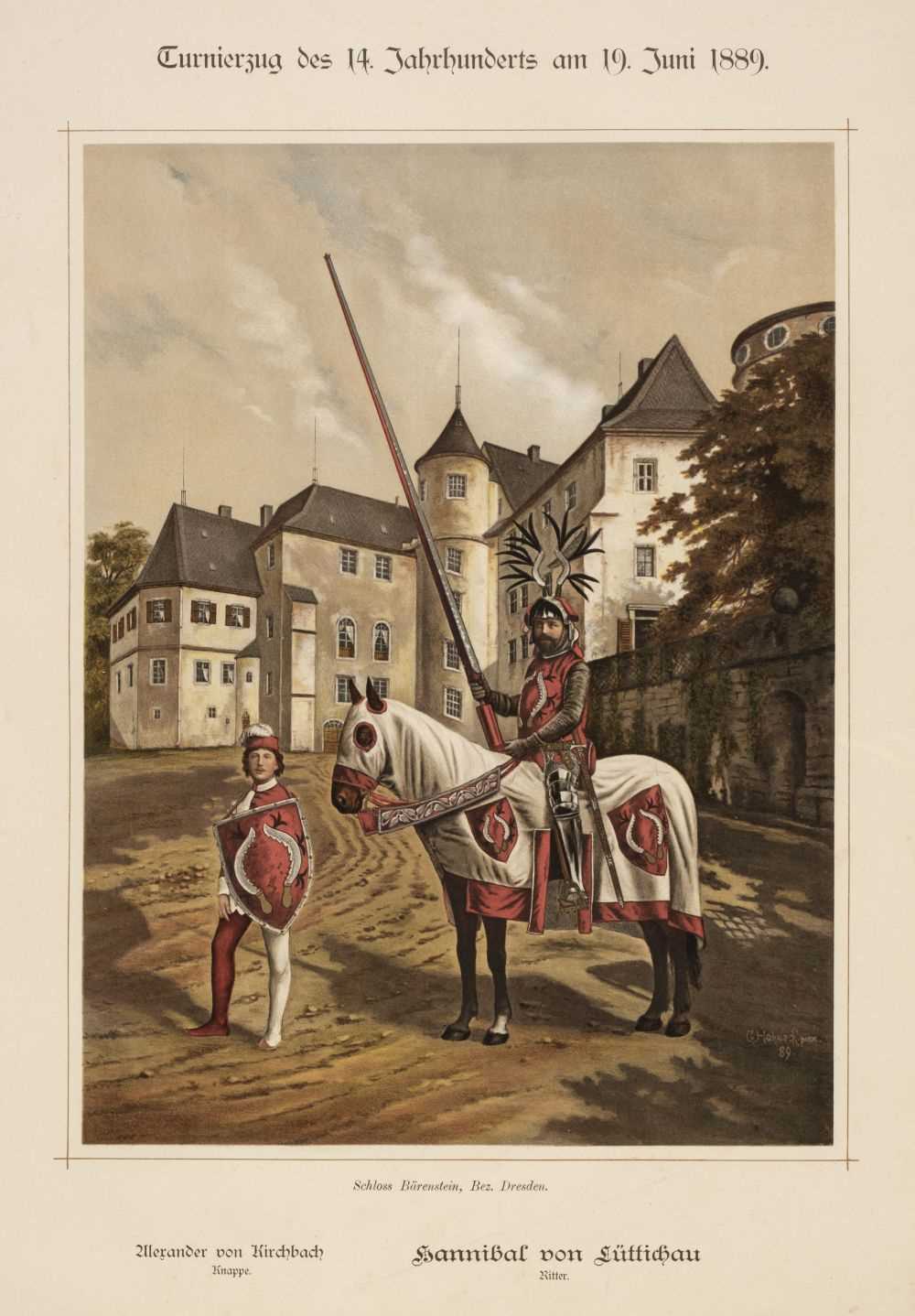 Lot 393 - Jousting. A collection of 60 prints of mounted knights, circa 1890