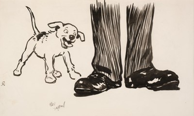 Lot 355 - Aldin (Cecil Charles Windsor, 1870 - 1935). Puppy & two large feet!