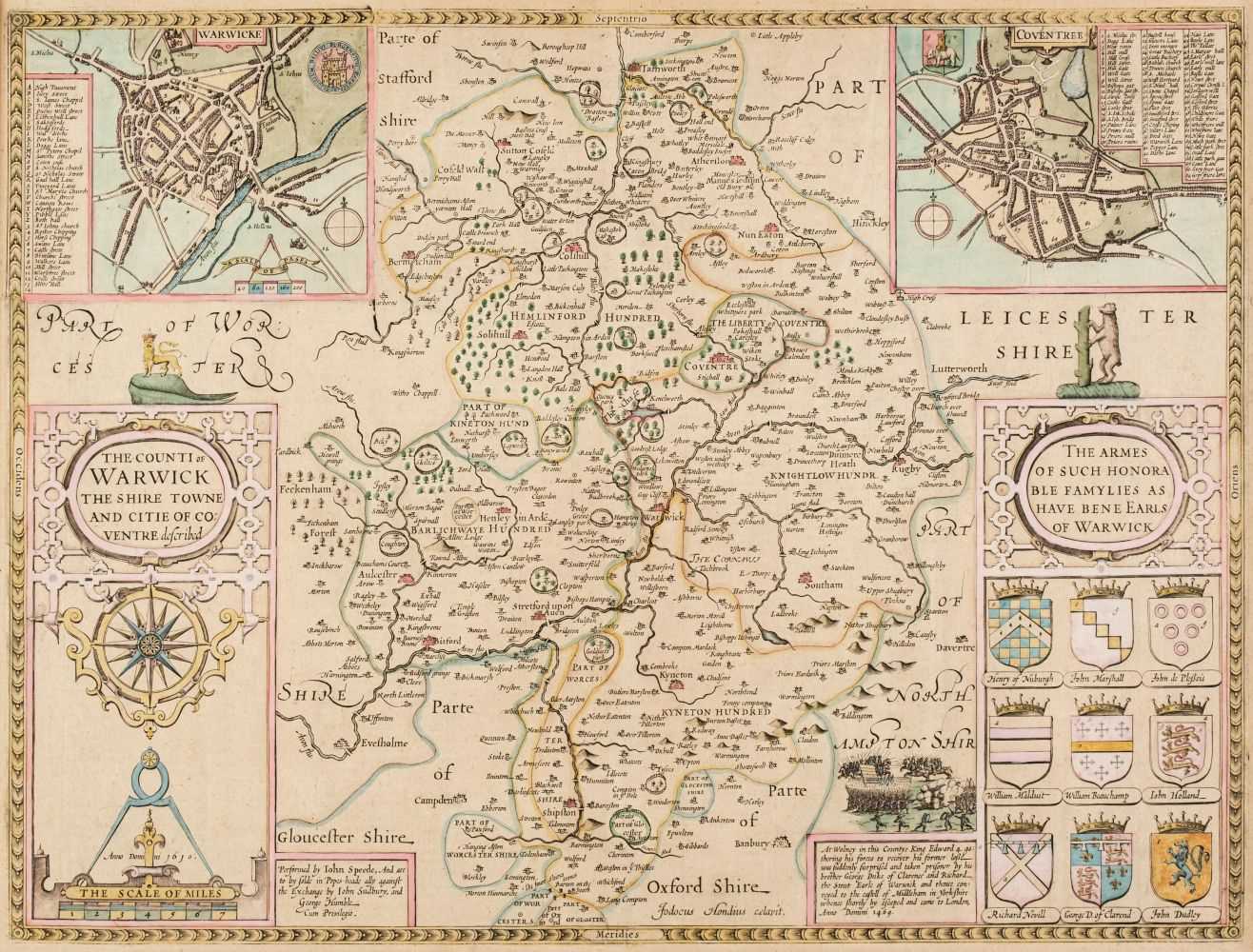 Lot 340 - Warwickshire. Speed (John), The Counti of Warwick, The Shire Towne..., 1627