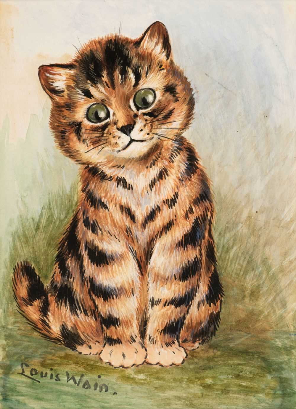 Lot 513 - Wain (Louis, 1860-1939). Portrait of a tabby kitten, circa 1913