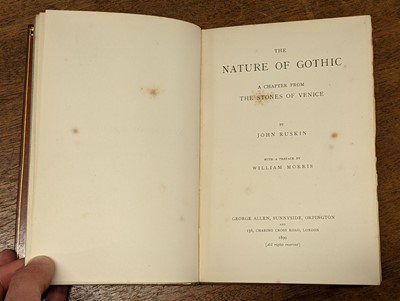 Lot 586 - Arts and Crafts Binding. The Nature of Gothic by John Ruskin, 1899