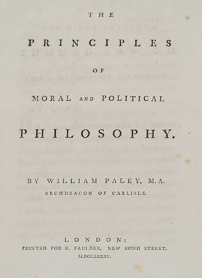 Lot 98 - Paley (William). The Principles of Moral and Political Philosophy, 1st ed., 1785
