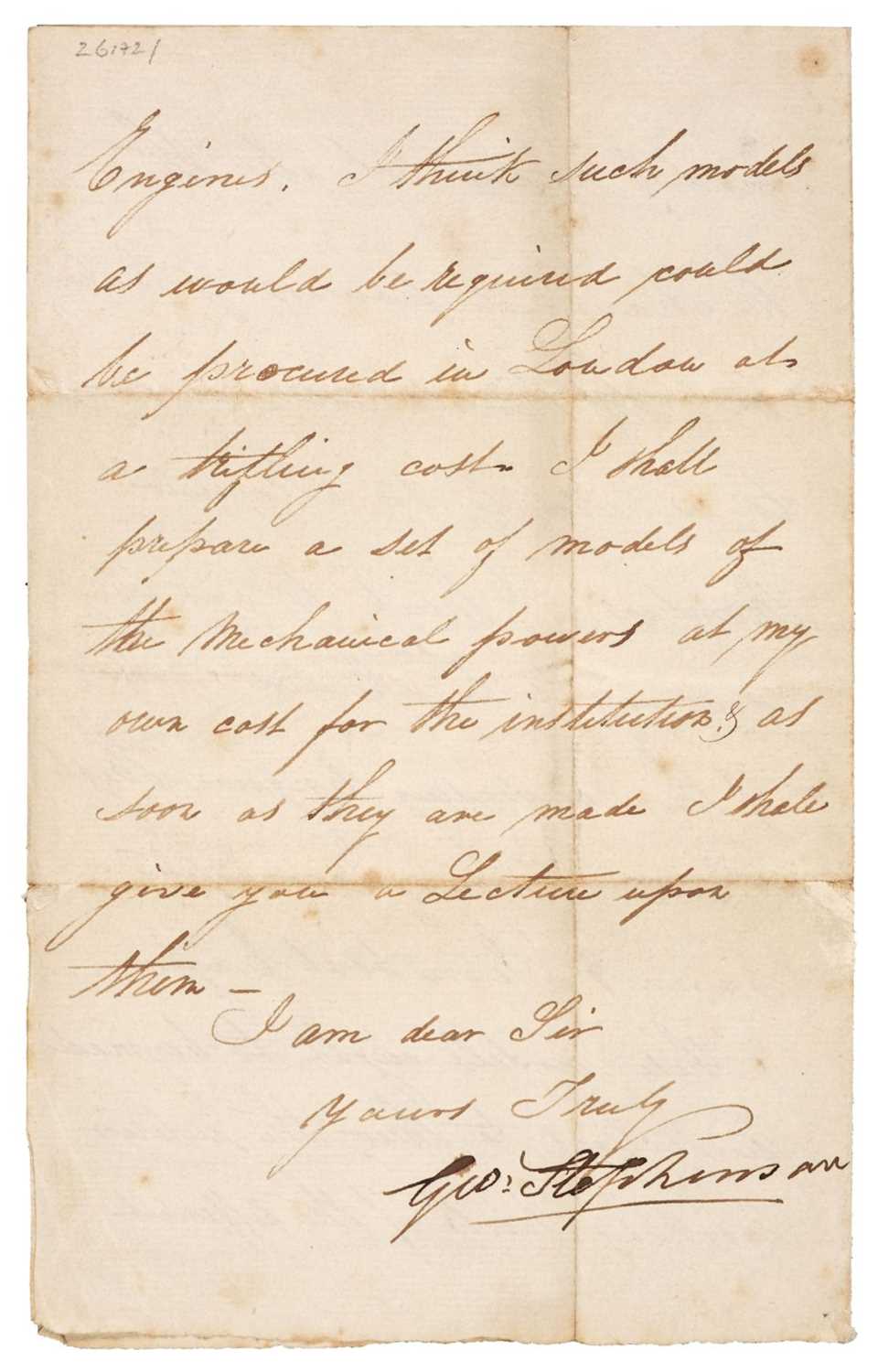 Lot 167 - Stephenson (George, 1781-1848). Letter signed, 1841