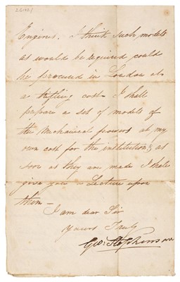 Lot 167 - Stephenson (George, 1781-1848). Letter signed, 1841