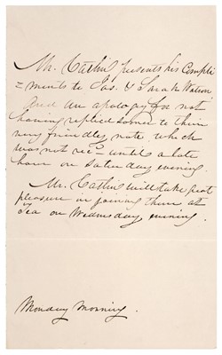 Lot 144 - Catlin (George, 1796-1872). Autograph Letter (third person)