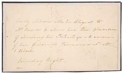 Lot 159 - Nelson (Frances, Viscountess Nelson, 1761-1831). Autograph Letter (third person)