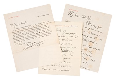 Lot 516 - Betjeman (John, 1906-1984). Two autograph letters and others, 1970s