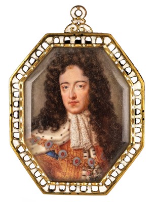 Lot 322 - English School. Portrait miniature of King William III, early 18th century