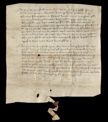 Lot 267 - Court Roll: Tunstall, Staffordshire, 1410 & 1413. Memoranda of proceedings at the court of the