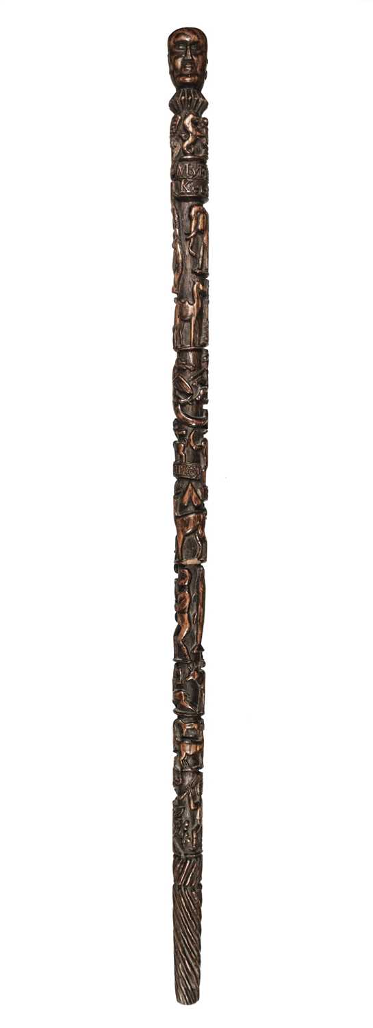 Lot 83 - Walking Stick. George III period folk art walking stick