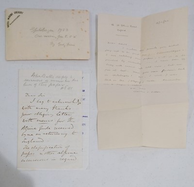 Lot 11 - Mountaineering. Letters & photos relating to mountaineering expeditions etc., mostly early 20th c.