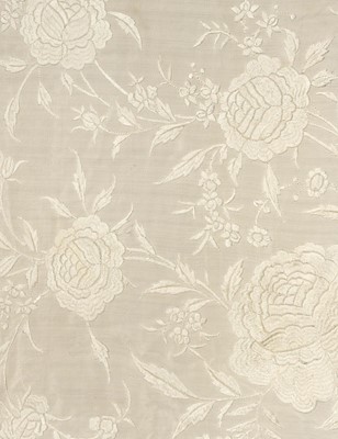 Lot 305 - Shawl. A large Chinese shawl, late 19th century, plus 2 fans, 18th/19th century
