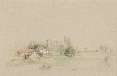 Lot 604 - Hervey-Bathurst (Caroline, 1936-). Italian landscape with farmhouse and buildings