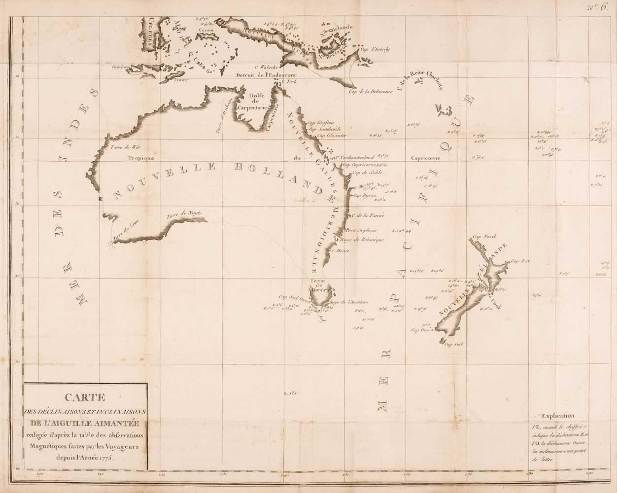 Lot 122 - Australia. Buffon (George), Carte des Delinaisions et Inclinasions de L'Aiguille..., circa 1780