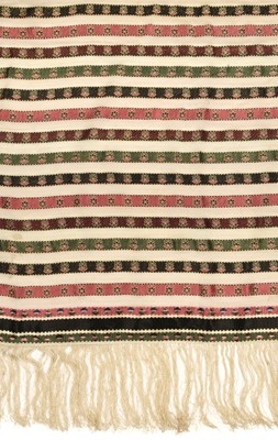 Lot 303 - Shawl. A woven silk satin and gauze shawl, circa 1810-1820