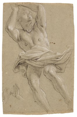 Lot 18 - Domenichino (1581-1641). Study of male figure, & Study of an angel, 17th century
