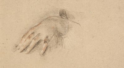 Lot 4 - Circle of Guido Reni (1575-1642).  Head of a Youth, and Study of a female hand