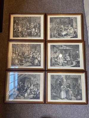 Lot 224 - Hogarth (William). Beer Street & Gin Lane and A Rakes Progress, 10 plates, 19th century