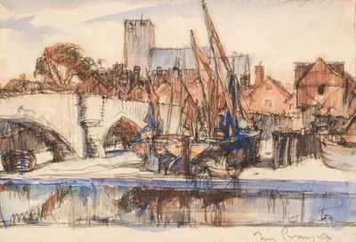 Lot 574 - Brangwyn (Frank, 1867-1956). Aylesford Church and Bridge, Kent