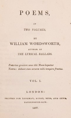 Lot 366 - Wordsworth (William). Poems, in Two Volumes, volume I only, 1st edition, 1807