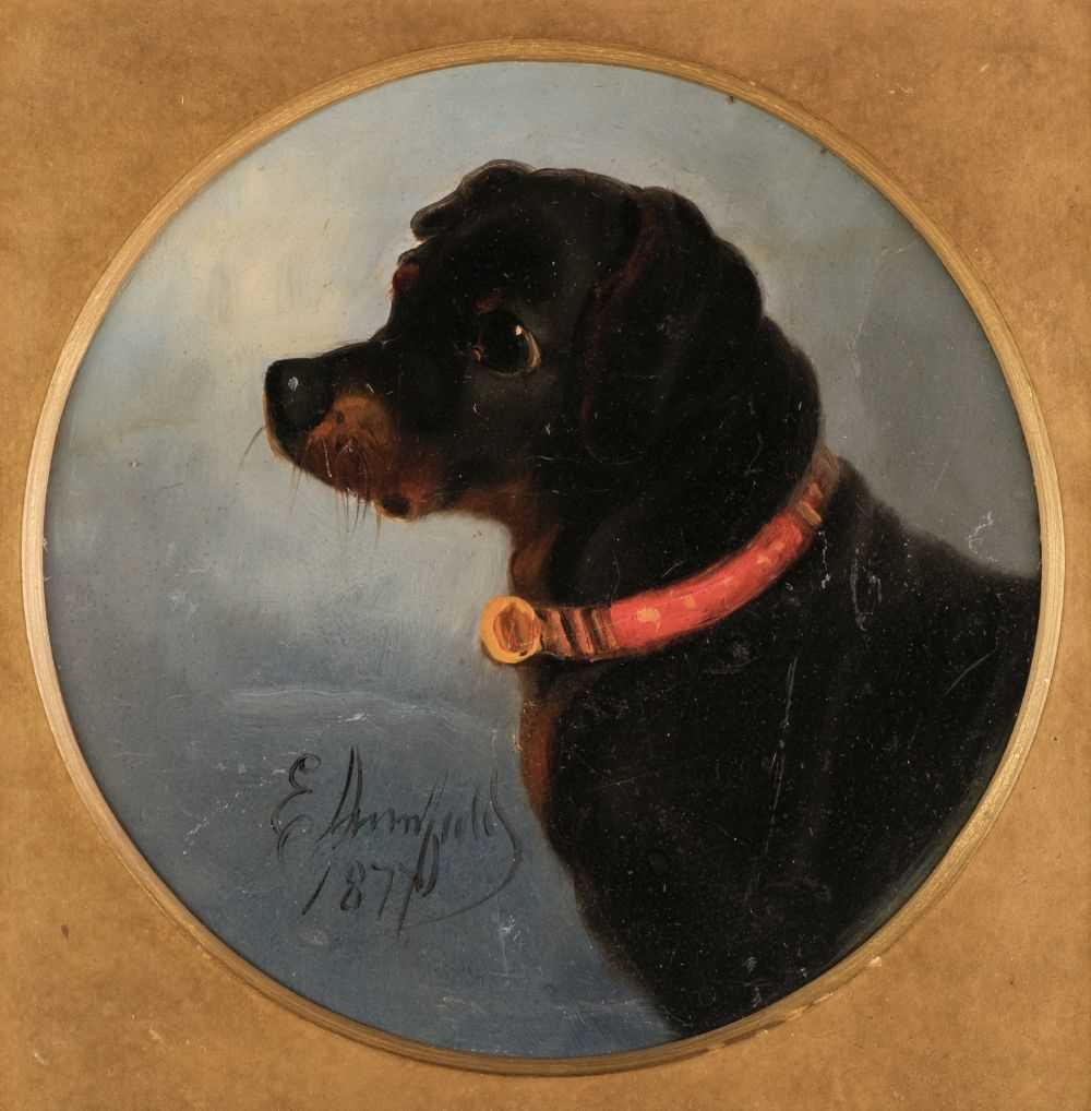 Lot 345 - Armfield (Edward). Portrait of a Black & Tan Terrier, 1877