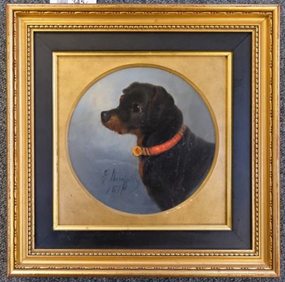 Lot 345 - Armfield (Edward). Portrait of a Black & Tan Terrier, 1877