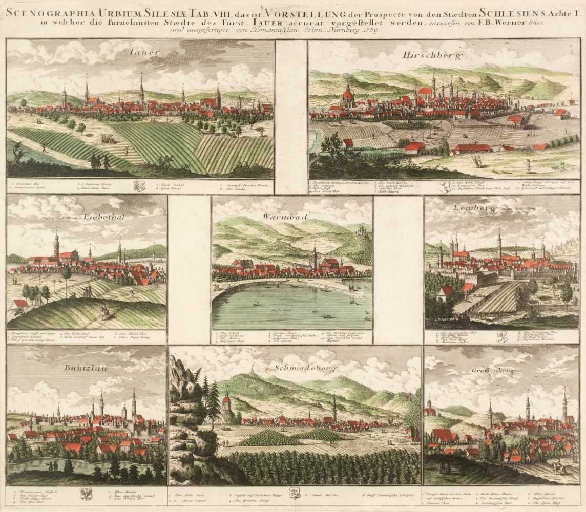 Lot 178 - Poland/Silesia. Homann (J. B. heirs of), Scenographia urbium Silesiae, circa 1739