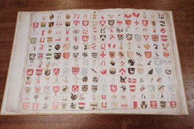 Lot 271 - German armorial volume. Containing 480 hand-painted continental shields & crests, early 16th century