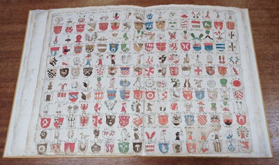 Lot 271 - German armorial volume. Containing 480 hand-painted continental shields & crests, early 16th century