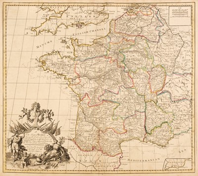 Lot 143 - France. Senex (John), A New map of France shewing the Roads and Post Stages..., 1719