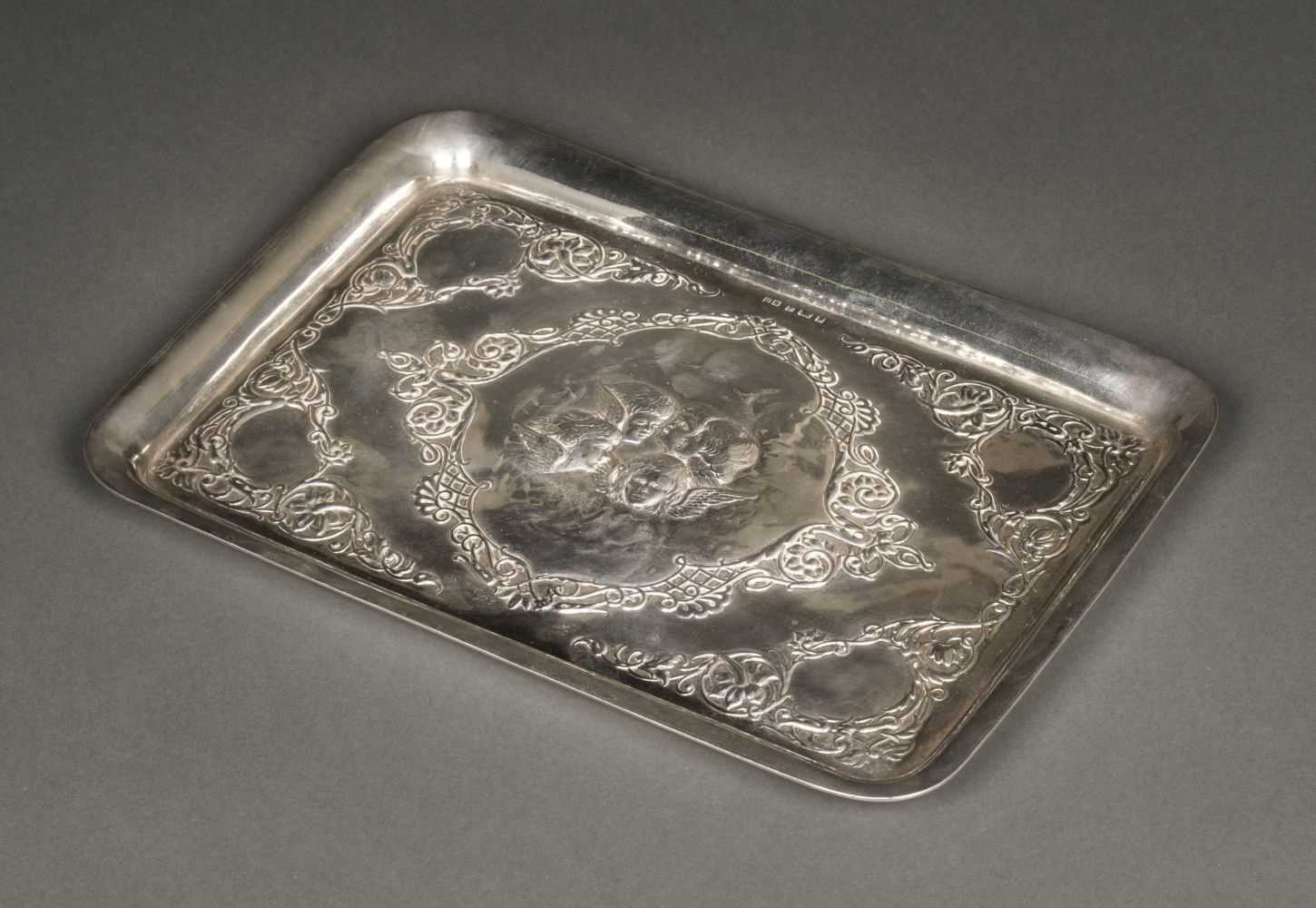 Lot 35 - Tray. Victorian silver tray by Henry Matthews, Birmingham 1901