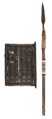 Lot 179 - Tribal Art. Zulu spear and grain door