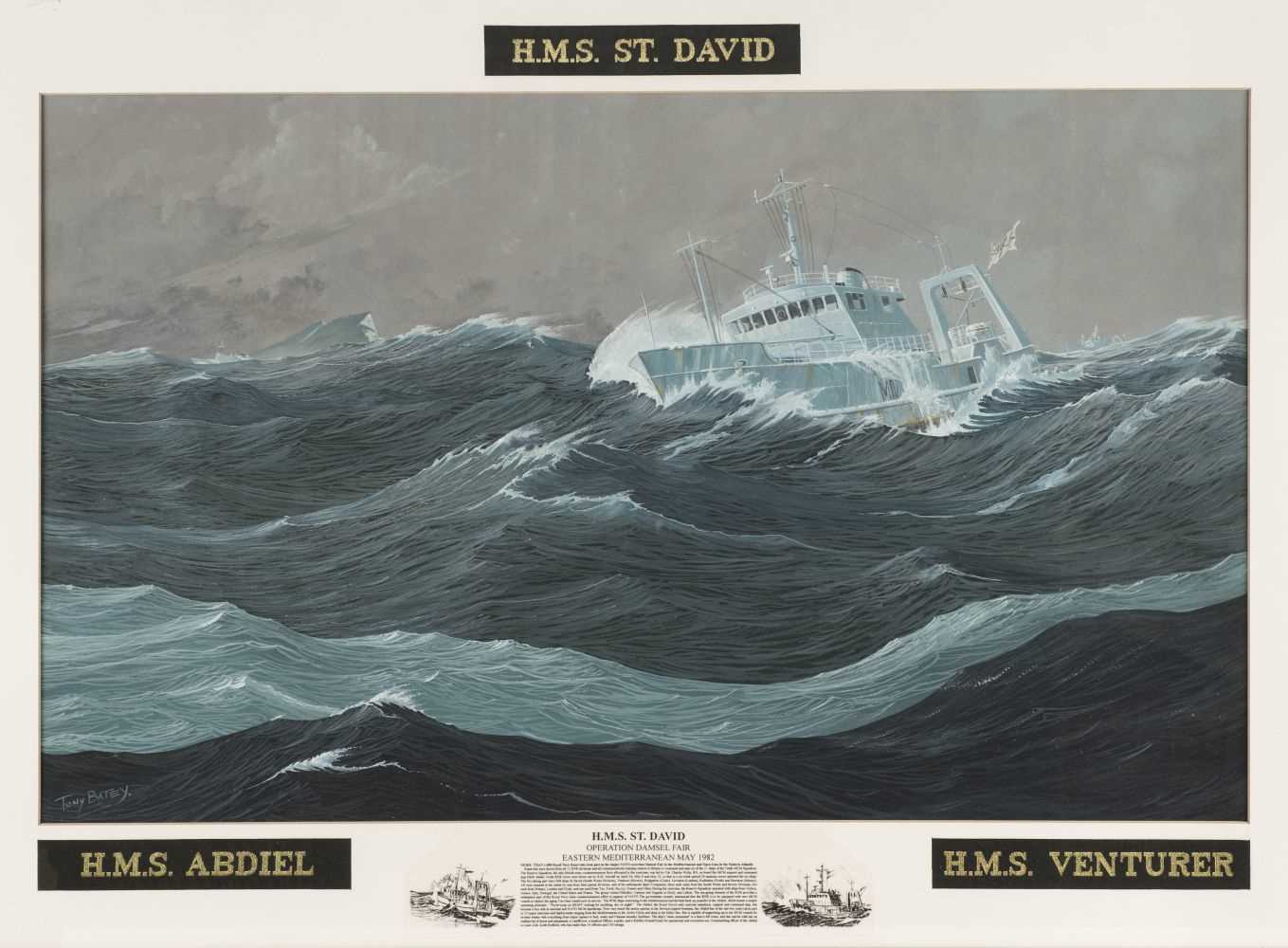 Lot 98 - Batey (Tony). HMS St. David, watercolour and gouache