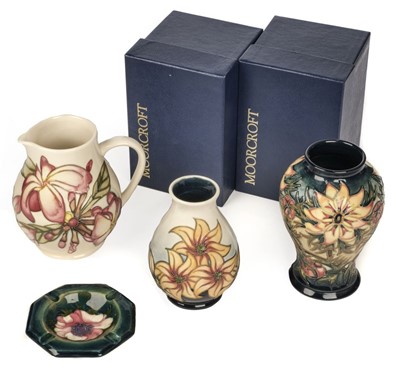 Lot 123 - Moorcroft. A modern Moorcroft pottery vase in the Spike pattern and other items