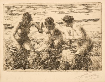 Lot 526 - Zorn (Anders, 1860-1920). Against the Current, 1913, etching, signed in pencil