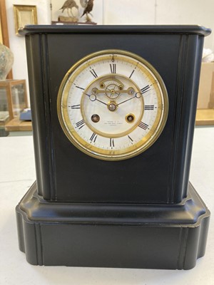 Lot 93 - Mantel Clock. Black slate mantel clock - Payne & Co London