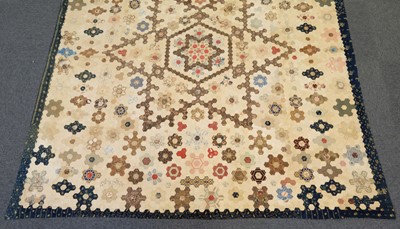 Lot 273 - Quilt. A Victorian patchwork hexagon quilt, English