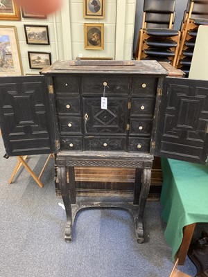 Lot 202 - Cabinet on Stand. 18th century ebonised cabinet on stand