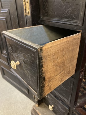 Lot 202 - Cabinet on Stand. 18th century ebonised cabinet on stand