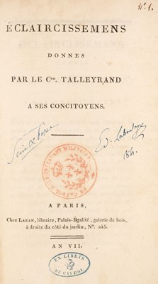 Lot 365 - Talleyrand-Perigord (Charles Maurice de, prince de Benevent). Éclaircissemens...