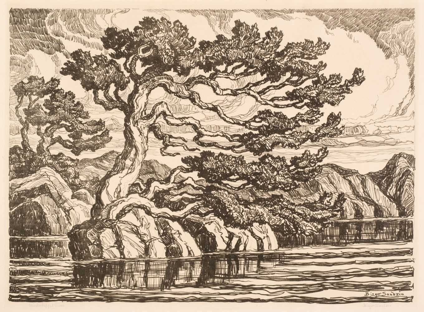 Lot 448 - Sandzén (Birger, 1871-1954). Wind whipped Pines, 1928