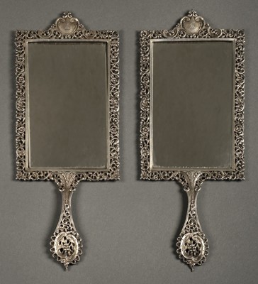 Lot 14 - Mirrors. Pair of Scottish silver hand mirrors by R & W Sorley, Glasgow, 1894