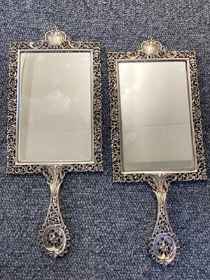 Lot 14 - Mirrors. Pair of Scottish silver hand mirrors by R & W Sorley, Glasgow, 1894