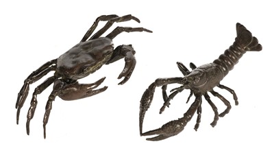 Lot 142 - Bronzes. Japanese bronze crab and lobster, Meiji period